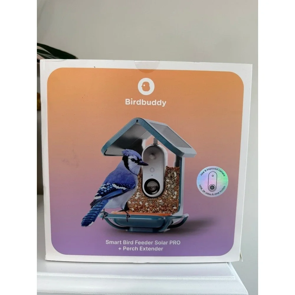 Bird Buddy Smart Bird Feeder Solar PRO Blue Perch Extender 2K Camera NWT NEW